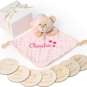 Balú - Set Doudou Rosa Personalizado con Nombre + Placas Cumplemes