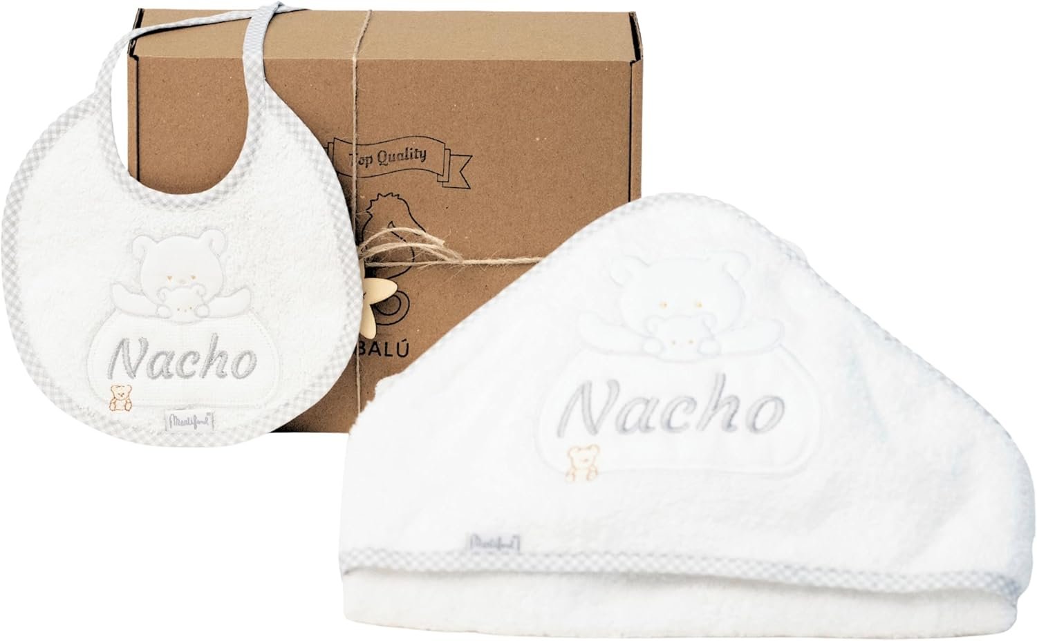 Capa de Baño Bebé Personalizada con Capucha y Nombre Bordado + Babero de Regalo. - Imagen 4