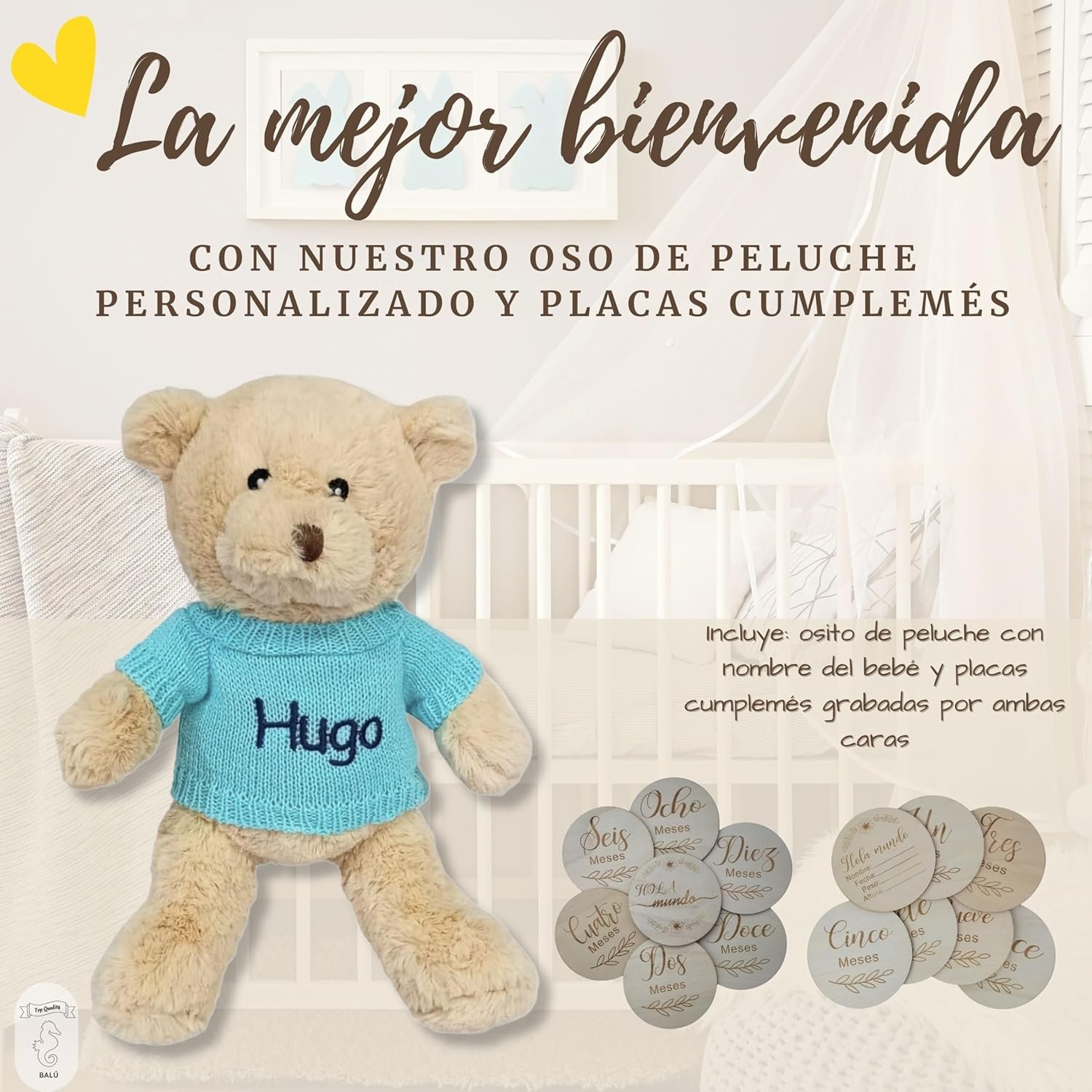 Oso de Peluche Personalizado para Bebé Recién Nacido